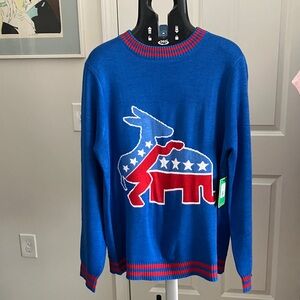 Tipsy Elves Men’s/ Unisex Political Statement Sweater – Democratic Donkey size L